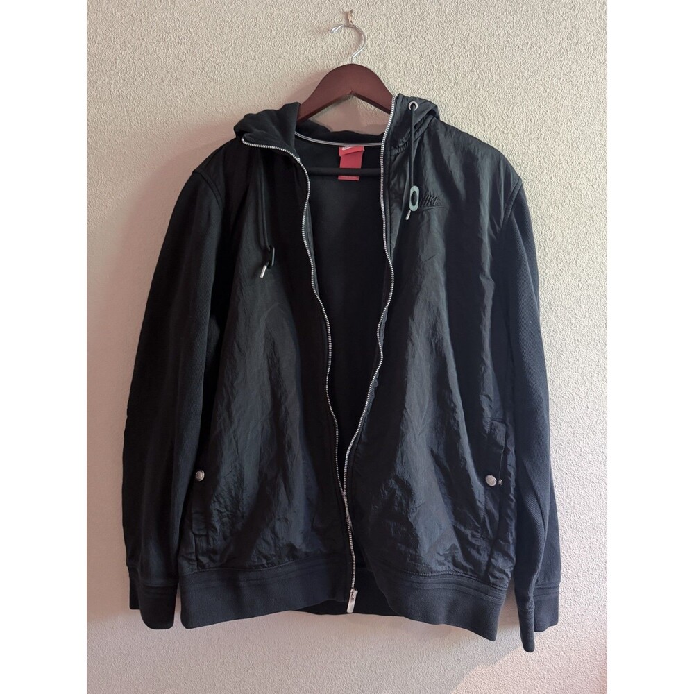 Men's Vintage Nike Embroidered Logo Track Jacket with Hood (L)